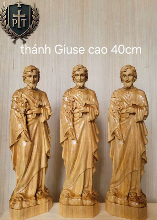 Tượng Thánh Giuse Thợ Mộc 40cm - Gỗ Pơmu. Gia Công Sắc Nét Chất Lượng Cao - Ảnh 3